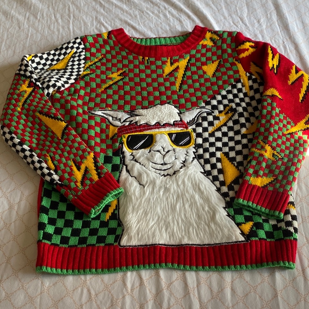 Kids Colorful Llama Puffer Jacket